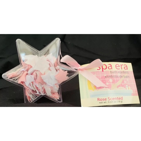 New Spa Era Rose Scented Pink White Star Bath Confetti Essential Oils Hydrates - Picture 3 of 6